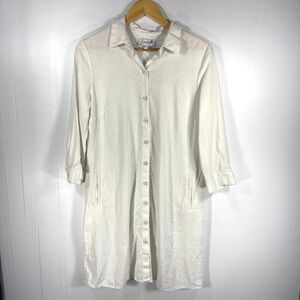 Everlily White Linen Blend‎ Shirt Dress Womens Medium